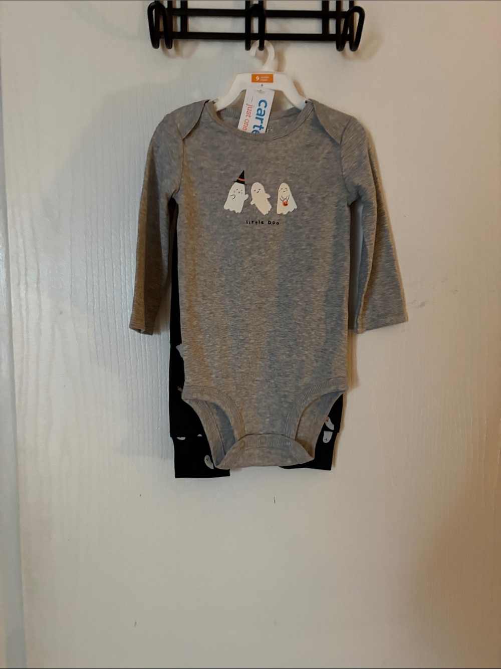Carter's Gray Long-Sleeve Ghost Graphic Baby Bodysuit Set